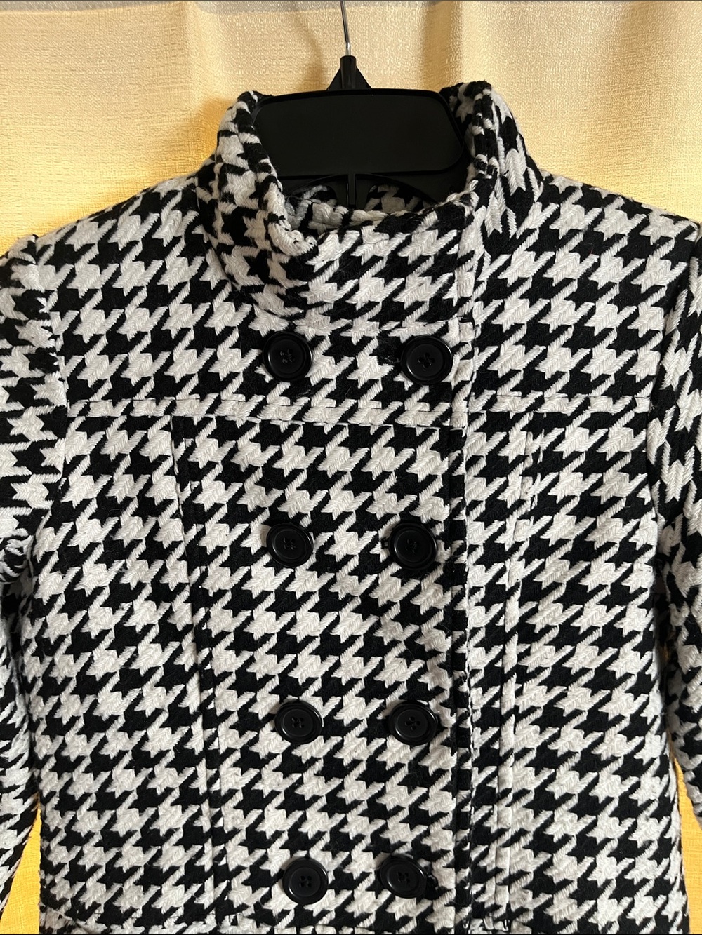 Girls George Black and White Houndstooth Double-Breasted Pea Coat - Picture 6 of 8